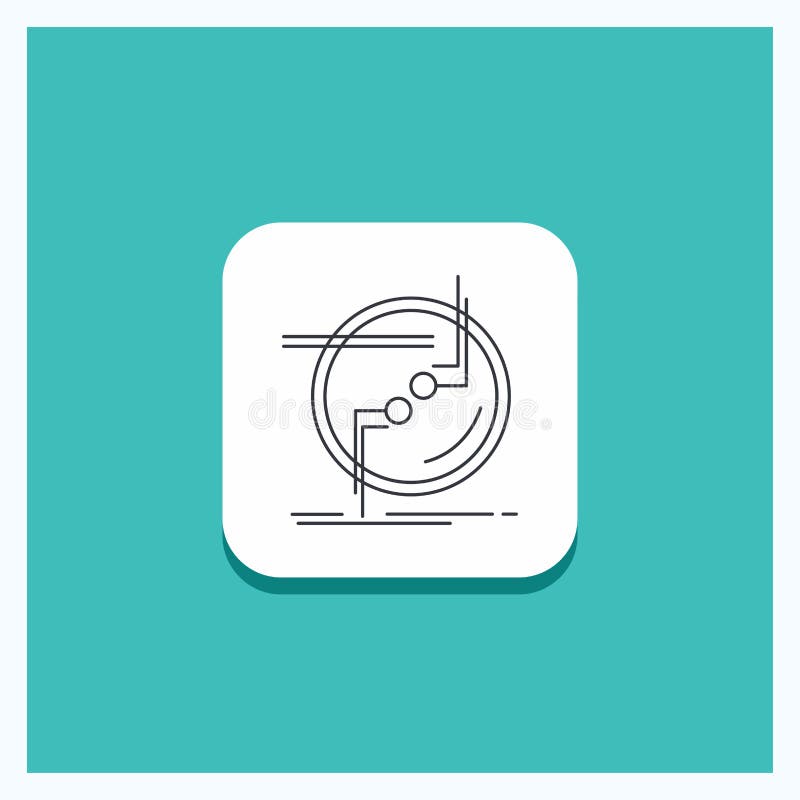 Round Button for chain, connect, connection, link, wire Line icon Turquoise Background stock illustration