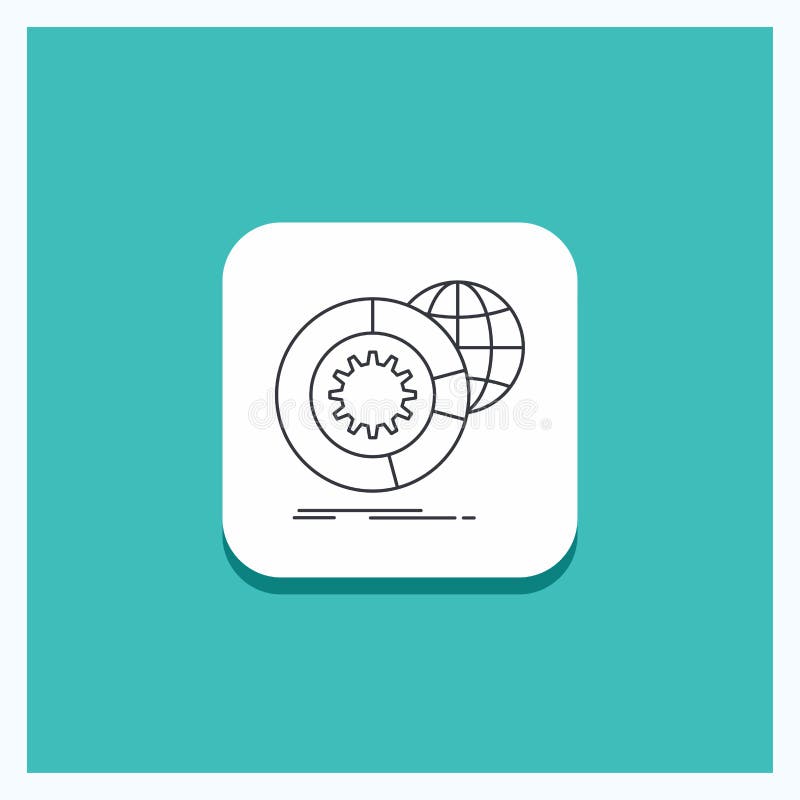 Round Button for data, big data, analysis, globe, services Line icon Turquoise Background stock illustration Round Button for data, big data, analysis, globe, services Line icon Turquoise Background stock illustration