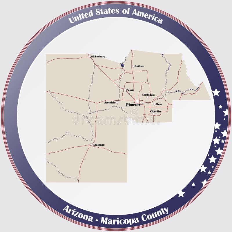 Map of Maricopa County in Arizona vector illustration