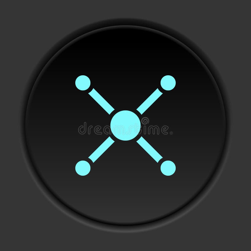 Round button icon, atom, atom bond. Button banner round, badge interface for application illustration royalty free illustration