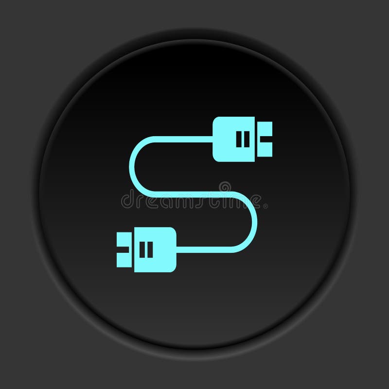 Round button icon, Database, server, plug in. Button banner round, badge interface for application illustration on dark background