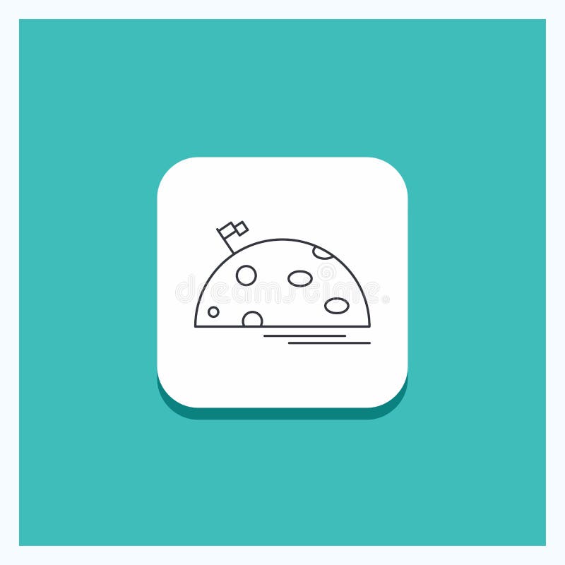 Round Button for planet, space, moon, flag, mars Line icon Turquoise Background royalty free illustration Round Button for planet, space, moon, flag, mars Line icon Turquoise Background royalty free illustration