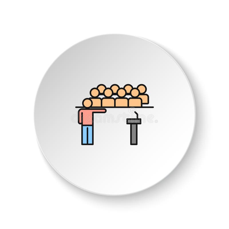 Round button for web icon, conventions, meeting, people. Button banner round, badge interface for application illustration stock illustration
