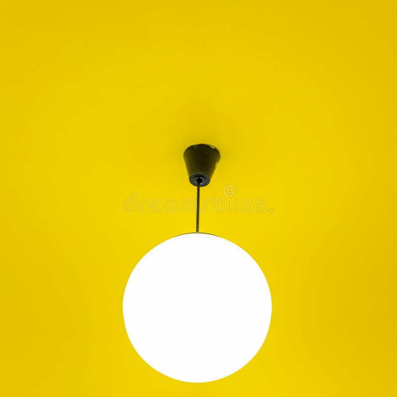 Round Ceiling Light.with Yellow Background Stock Image Image of