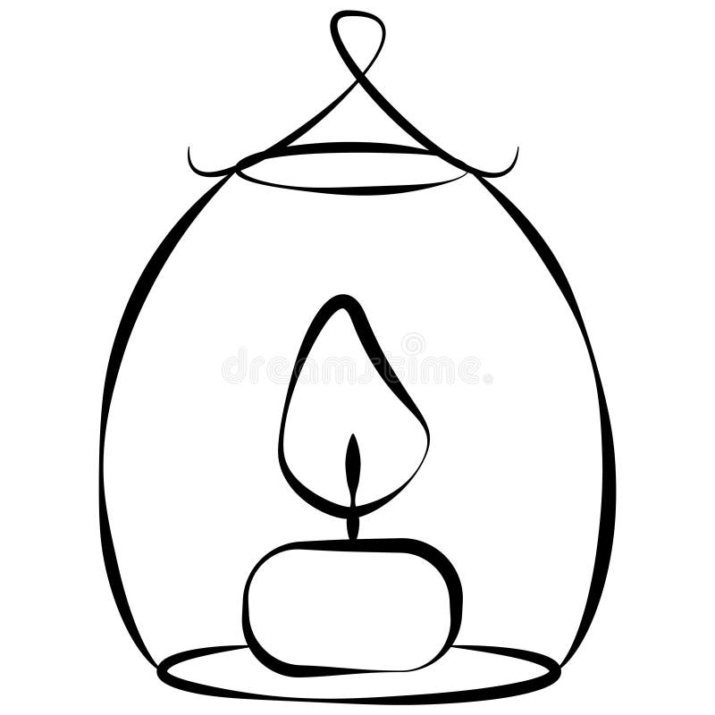 Round Christmas Lantern with Lit Candle Inside Stock Vector