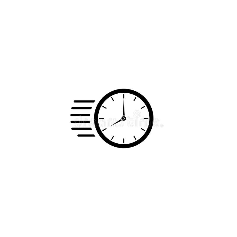 Round clock icon, Fast flying time icon isolated on white background vector illustration