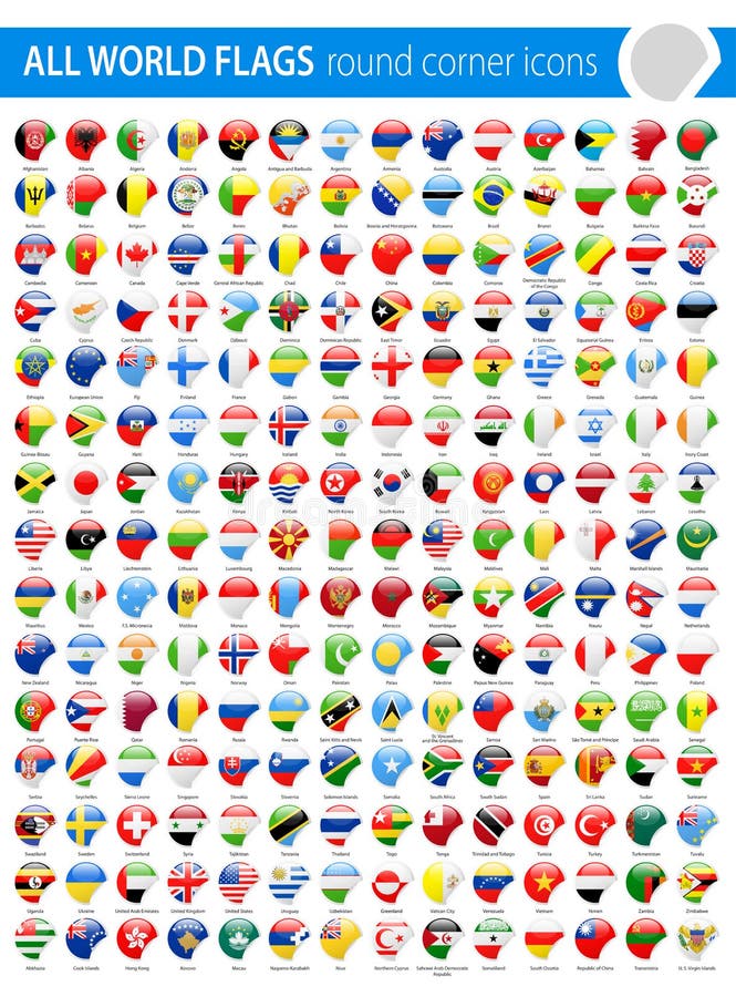 Round Corner Flags - All World Vector royalty free illustration
