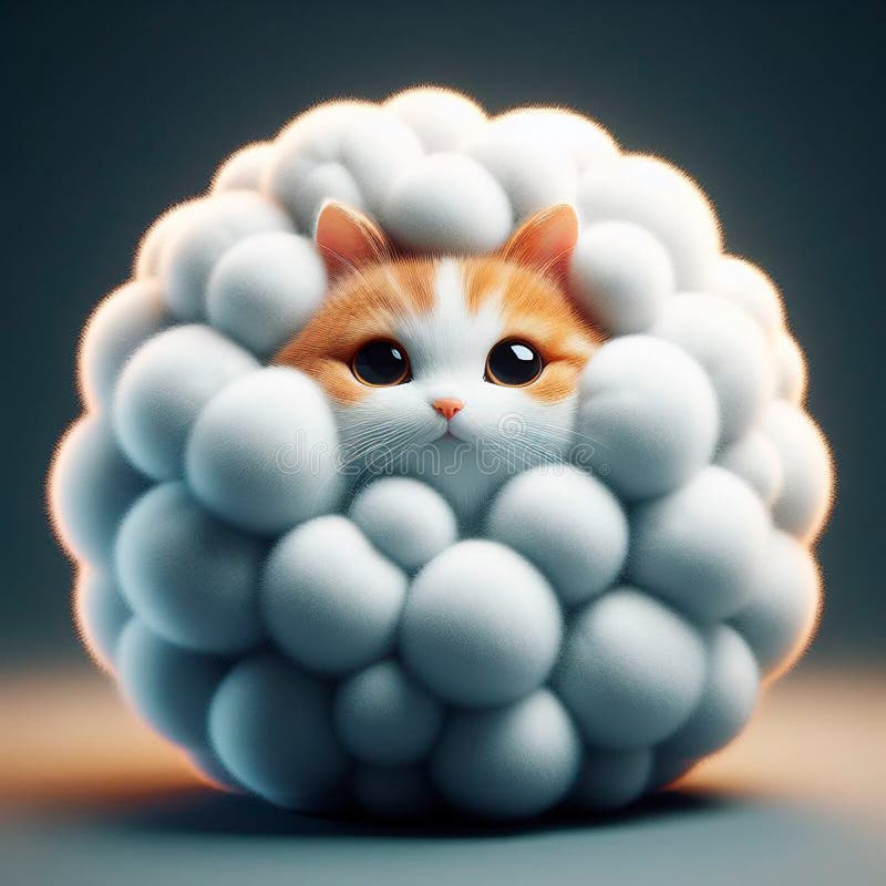 Round cotten ball, digital art stock illustration