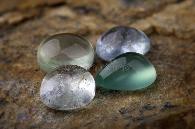 Round Cut Quartz and Emerald Mineral Gemstones Stock Photo Image of