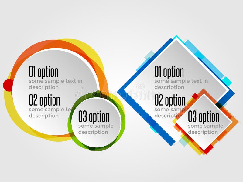 Round Design Frames for Options Banners or Infographics royalty free illustration Round Design Frames for Options Banners or Infographics royalty free illustration