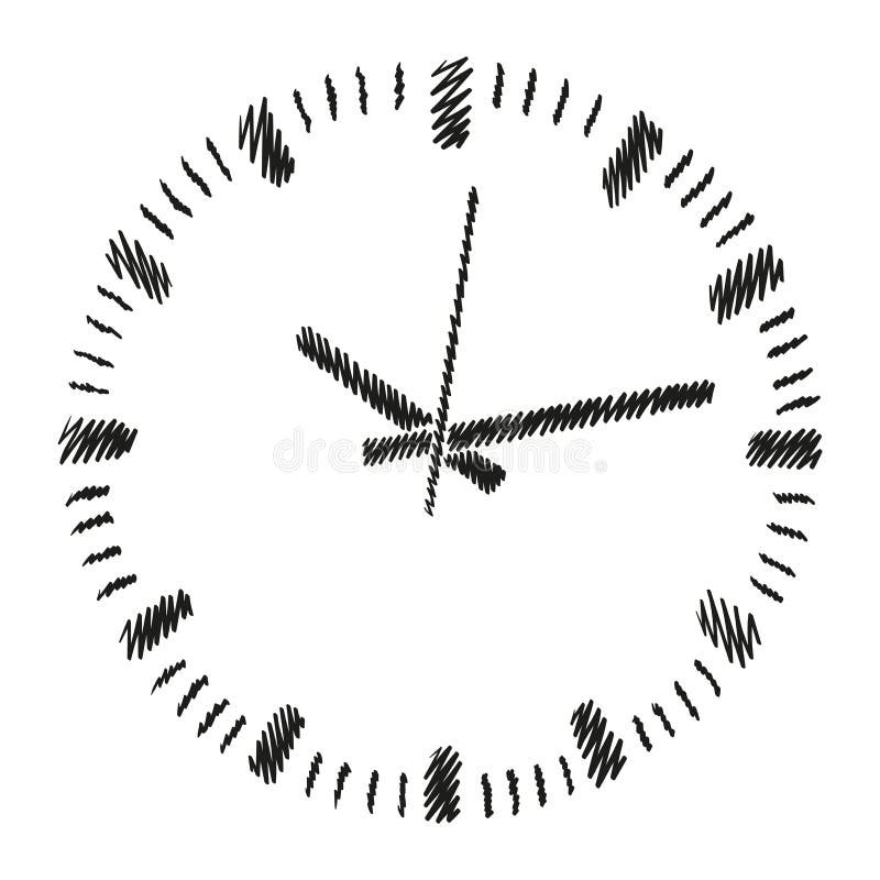 Round dial of analog clock. Sketch in vector royalty free illustration