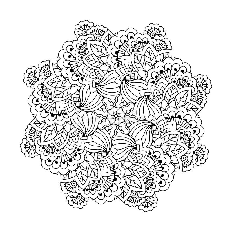 Hand-drawn floral pattern in doodle art style. Template for coloring book  pages for adults. Vector illustration. Stock Vector