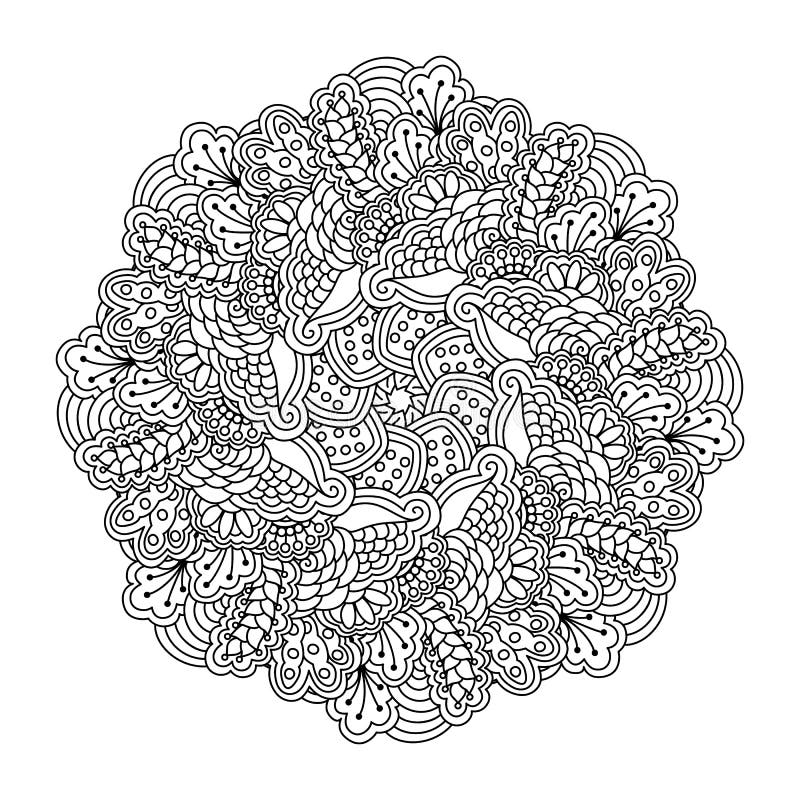 Pattern for Coloring Book. Black and White Background with Floral ...