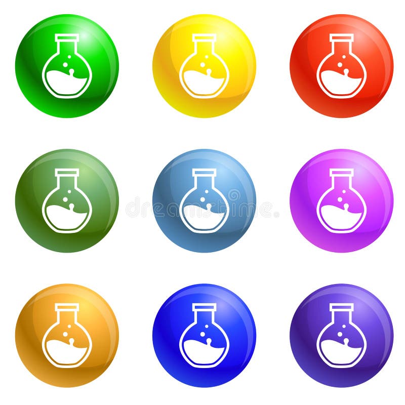 Round flask icons set vector vector illustration Round flask icons set vector vector illustration