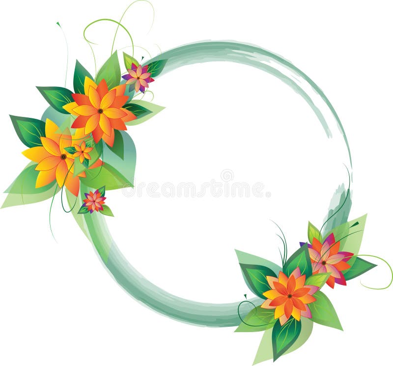 Round floral frame royalty free illustration