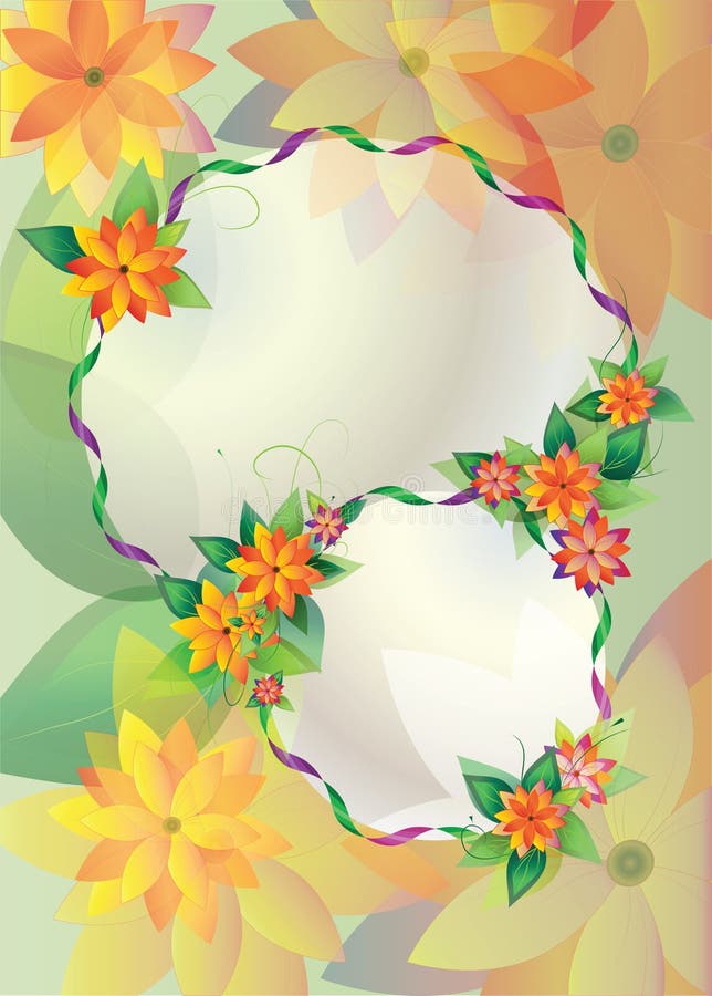 Round floral frames on color background