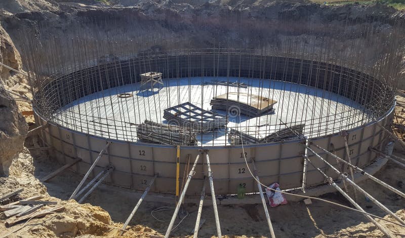 Round the foundation with the rebar in the early construction. royalty free stock images Round the foundation with the rebar in the early construction. royalty free stock images