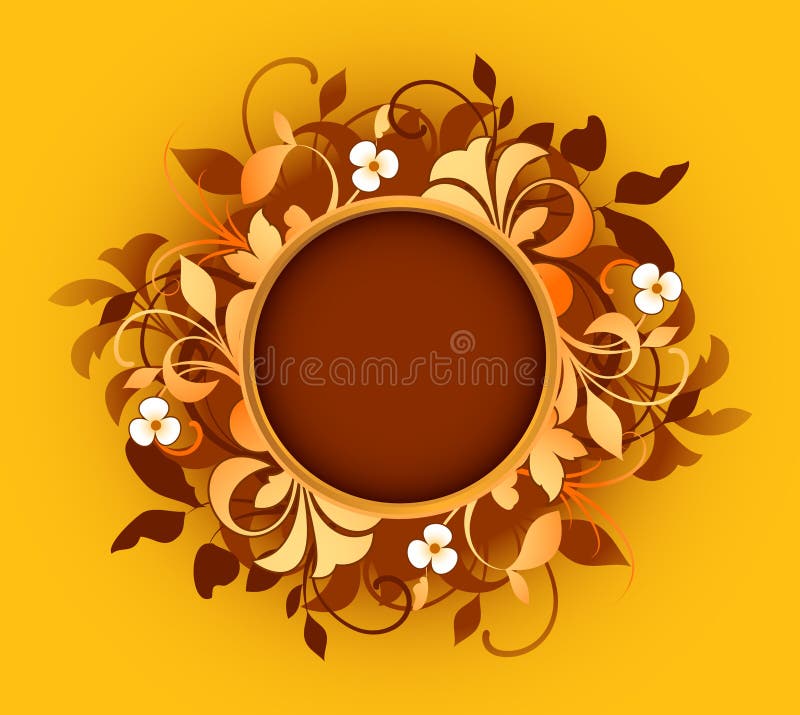 Round frame with floral elements