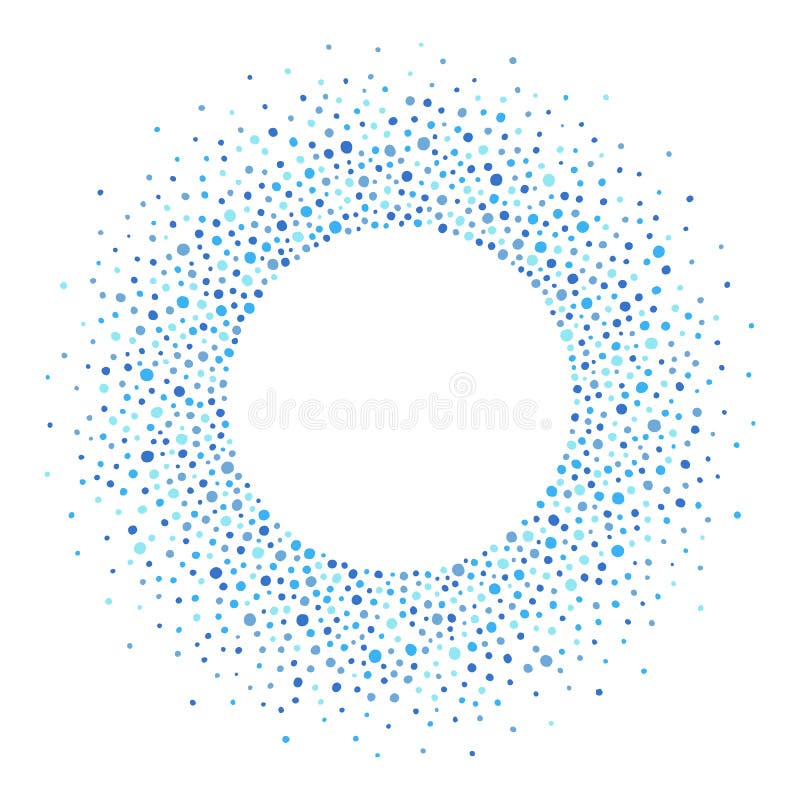 Round frame made of dots or spots, shades of blue