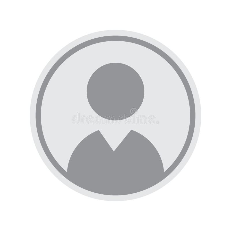 Round gray user icon with circular frame. Simple head and shoulders silhouette. Represents user profile. royalty free illustration