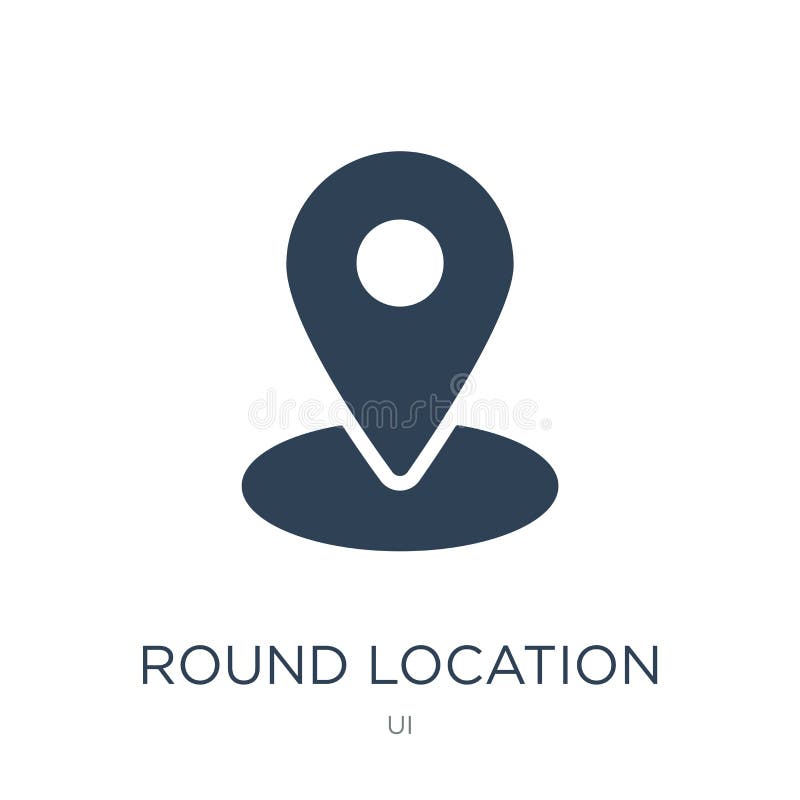 Round location indicator icon in trendy design style. round location indicator icon isolated on white background. round location vector illustration
