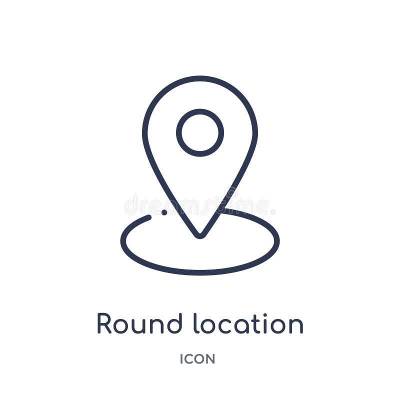 Round location indicator icon from user interface outline collection. Thin line round location indicator icon isolated on white royalty free illustration