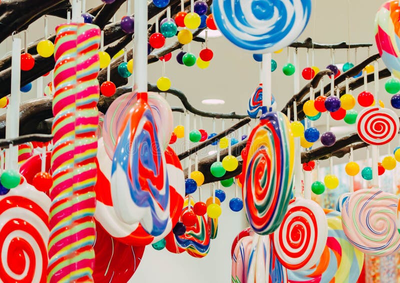 Round Lollipops in Candy Shop. Sweets Background Stock Image Image of
