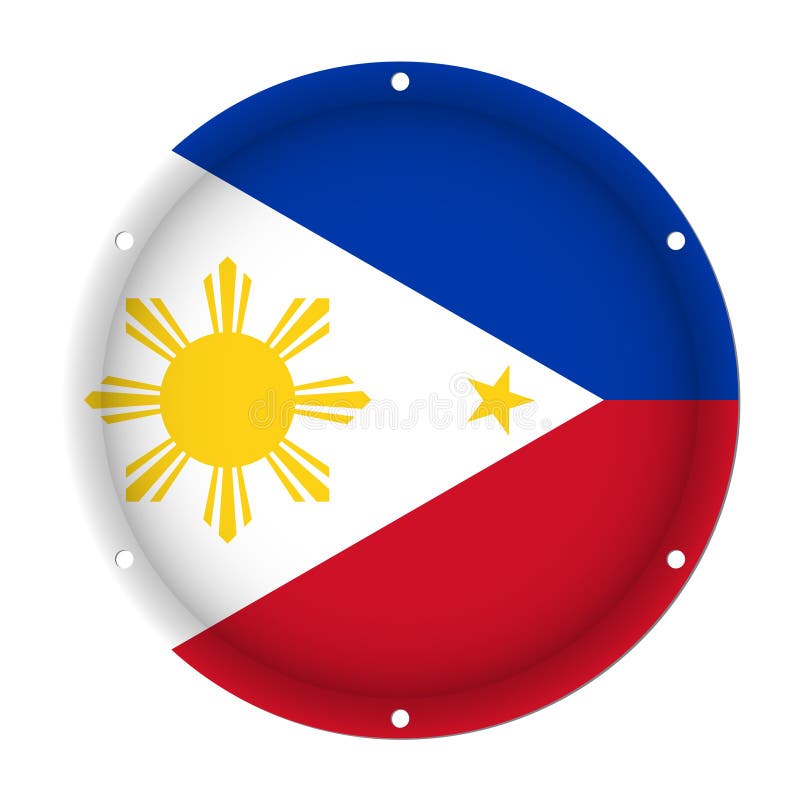 Round metallic flag - Philippines with holes