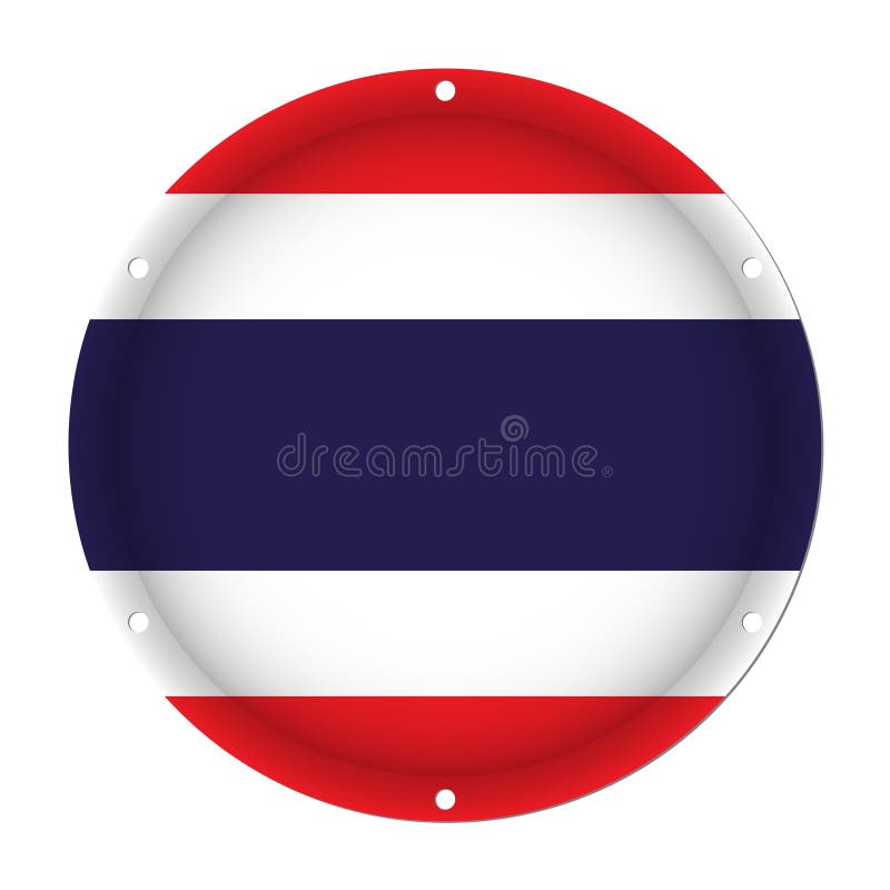 Round metallic flag of Thailand with holes