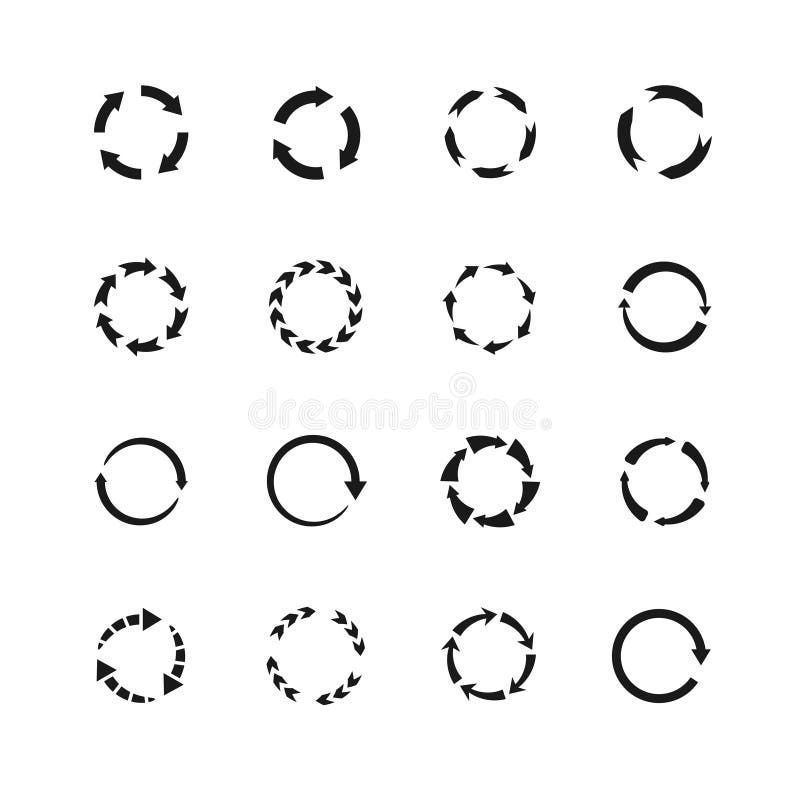 Round motion arrow vector symbols. Circle arrows icons stock illustration