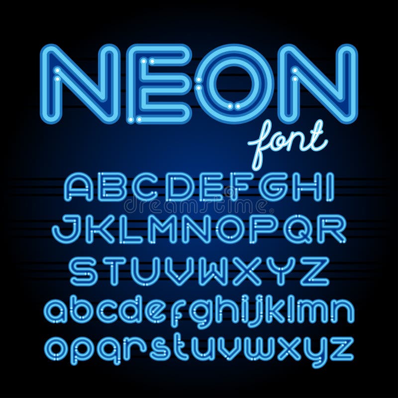Round Neon Font stock vector. Illustration of neon, design - 71900545