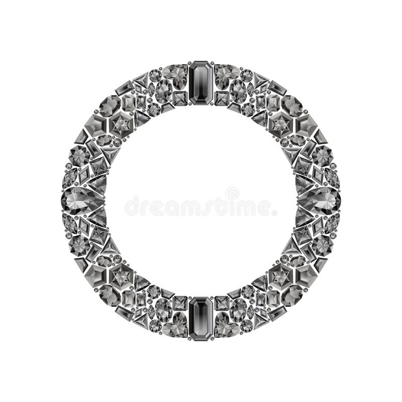Round rama robić realistyczni biali diamenty z powikłanymi cięciami royalty ilustracja Round rama robić realistyczni biali diamenty z powikłanymi cięciami royalty ilustracja