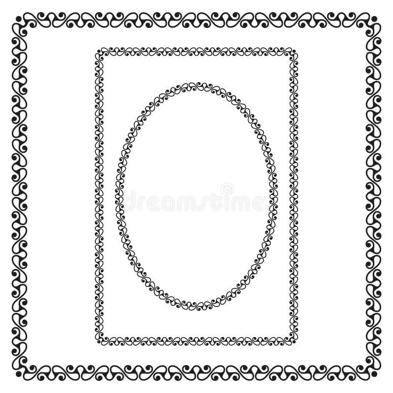 Round, rectangular and square black borders royalty free illustration
