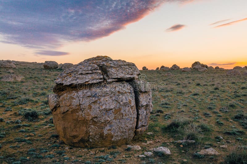 Round sandstone formation in the desert in western Kazakhstan stock image Round sandstone formation in the desert in western Kazakhstan stock image