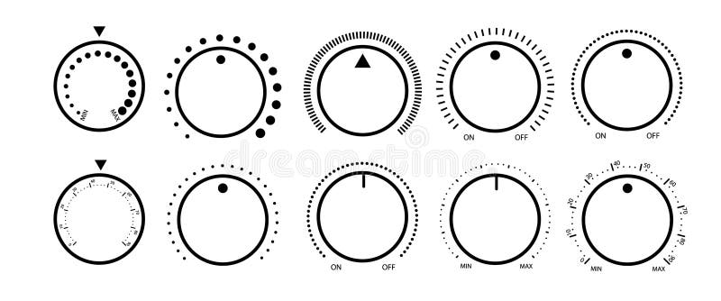 Round scale and controller volume level knob with vector illustration