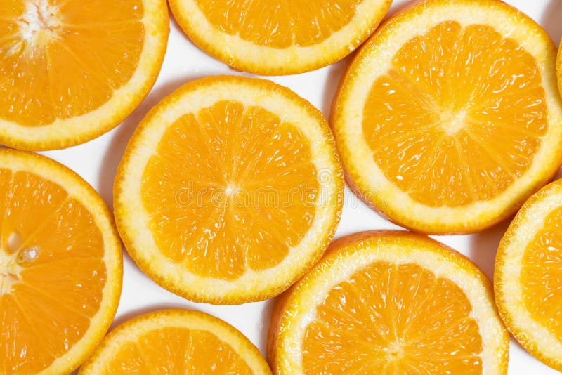 Round Slices of Juicy Orange on White Background Stock Photo Image of