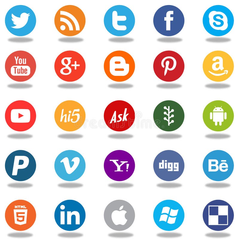 Round Social Media Network App Logo Icons Editorial Stock Photo -  Illustration of popular, useble: 91469123