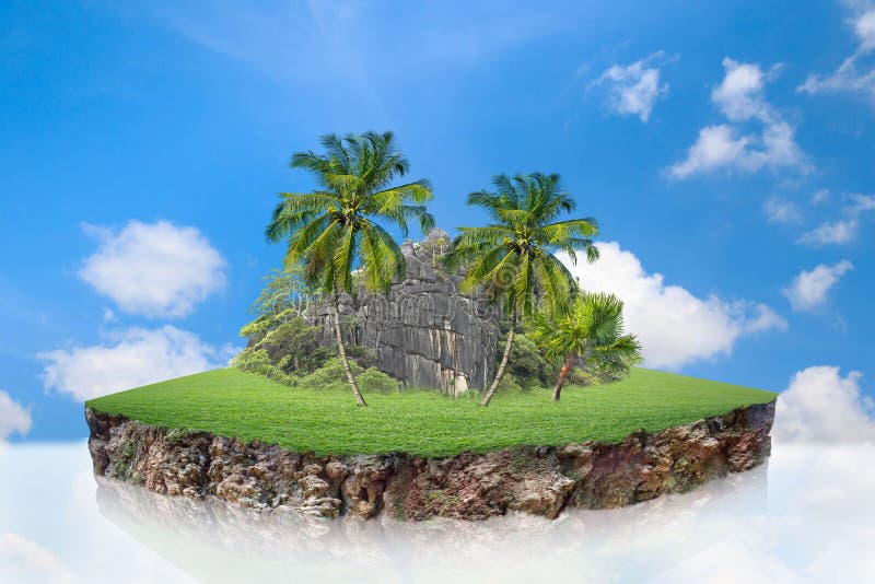 Round Soil Ground Cross Section with Earth Land and Green Grass. Fantasy Floating  Island with Natural on the Rock, Surreal Float Stock Photo - Image of  environment, business: 161735126