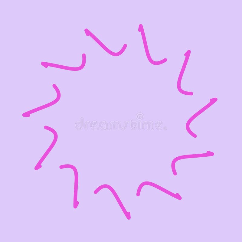 Round spiky pink design on light purple background. Round spiky pink design made of short pink lines on light purple background