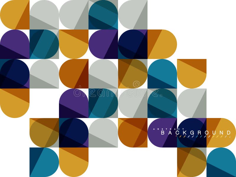 Round square geometric shapes on white, tile mosaic abstract background royalty free illustration