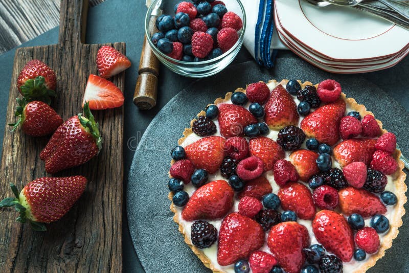 Round Summer Berries Fruit Cake Stock Image Image of summer, homemade