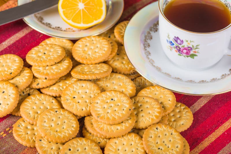 Round Sweet Biscuits with Poppy Seeds Eating Stock Photo Image of