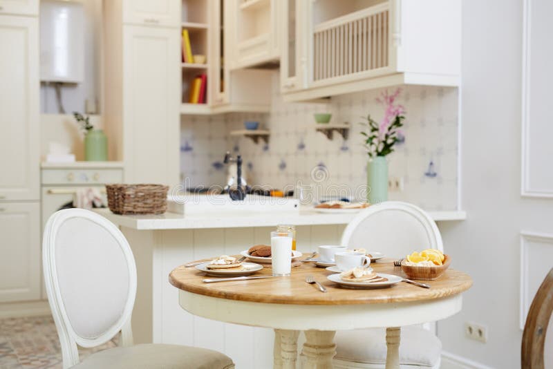 Breakfast on table stock image. Image of kitchen, drink 119650833