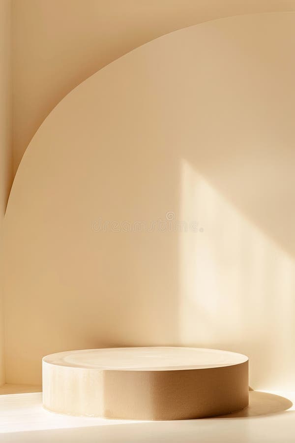 A round table in a white room stock photos