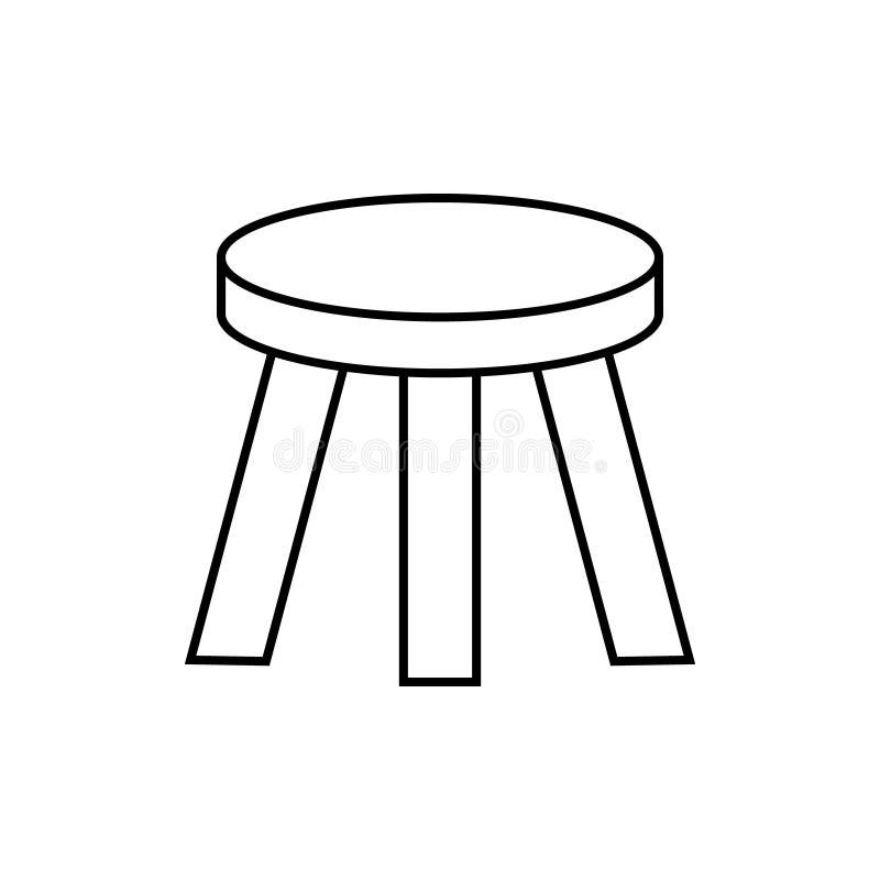 Round Three Legged Stool Outline Icon Stock Vector Illustration of