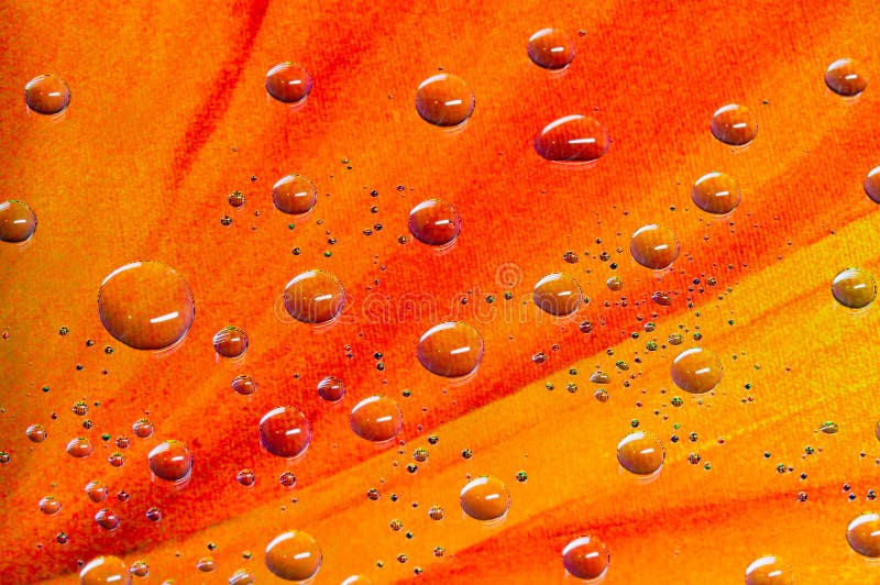 Orange Round Water Droplets Background with Pixel Pattern. Stock Image