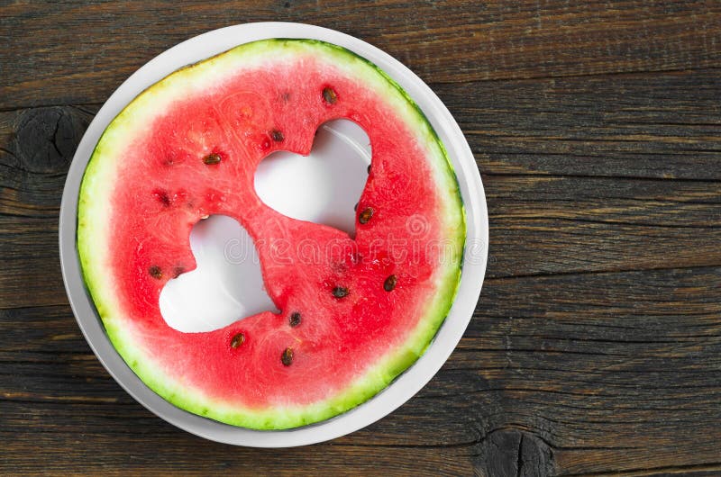 Round watermelon slice stock photo. Image of shape, heart - 76426086