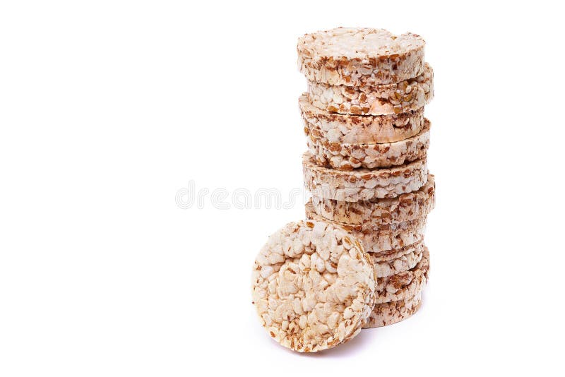 Round wheat crispbread, white background. Composition of crispbread on white background. stock image Round wheat crispbread, white background. Composition of crispbread on white background. stock image