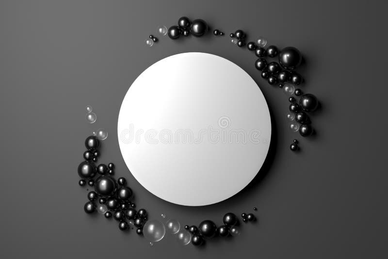 Round White Blank Banner Near Black Bubbles Isolated On Black Background 3d Rendering Stock Illustration Illustration Of Business Advertise 171106031