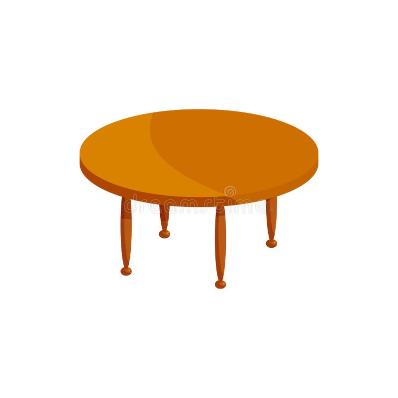 Round Wooden Table Icon, Cartoon Style Stock Illustration - Illustration of  element, dinner: 123178078